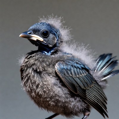 Fluffy blue baby bird