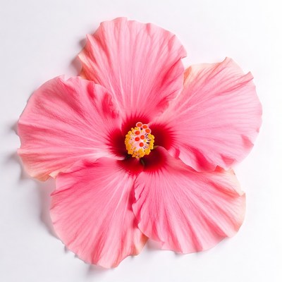 Pink Hibiscus Flower on White Background