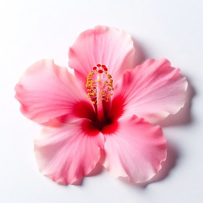 Pink Hibiscus Flower on White Background