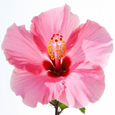 Pink Hibiscus Flower on White Background