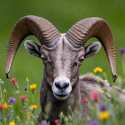 Bighorn Sheep with Large Horns