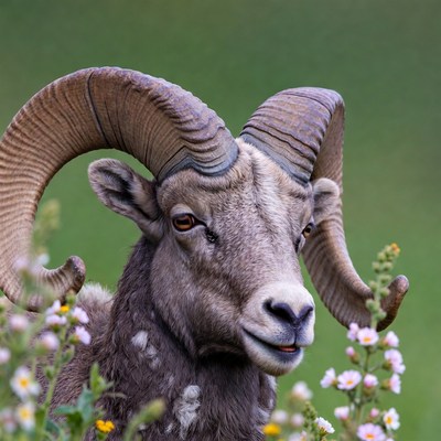 Bighorn sheep with large horns