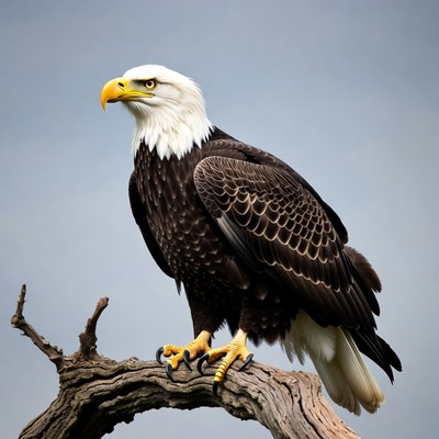 Bald eagle perched on branch