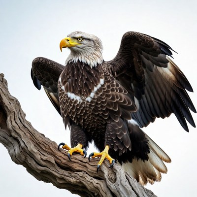 Bald eagle perched on branch
