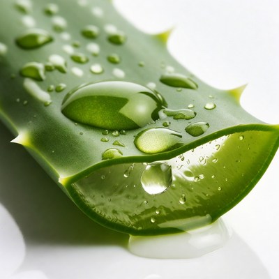 Aloe Vera Leaf with Water Droplets