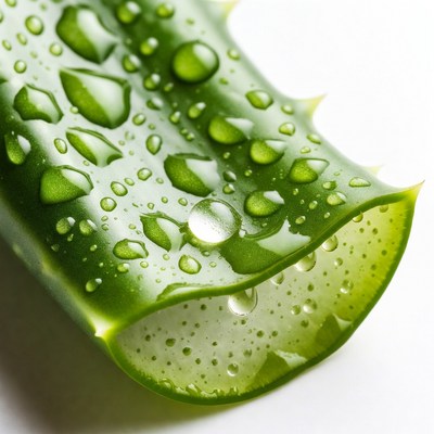 Aloe Vera Leaf with Water Droplets