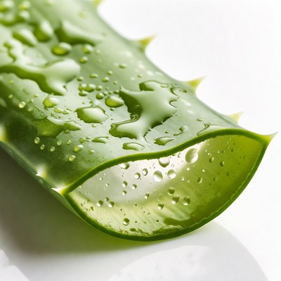 Fresh Aloe Vera Leaf with Water Droplets
