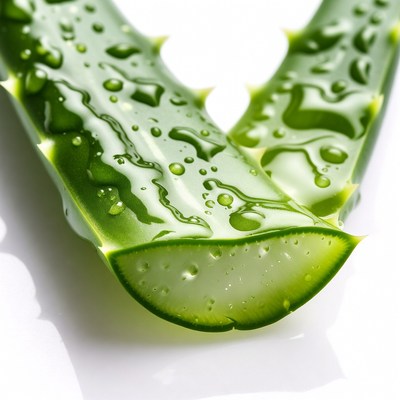 Fresh Aloe Vera Leaves with Water Droplets
