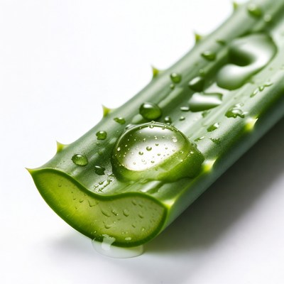 Aloe Vera Leaf with Water Droplets