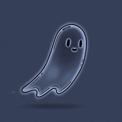 Cute cartoon ghost floating