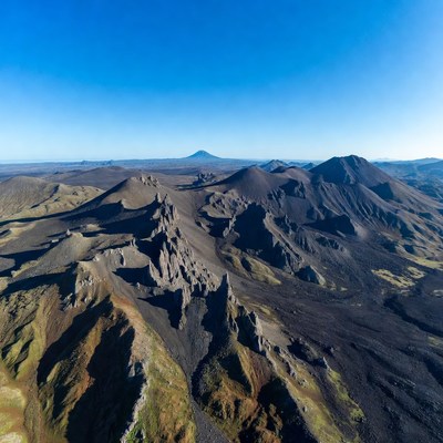 Volcanic Mountains Aerial Landscape