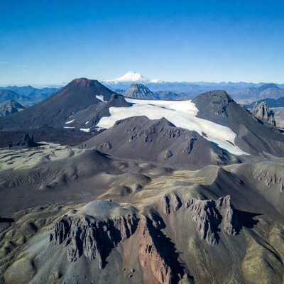 Volcanic Mountains with Snow Caps