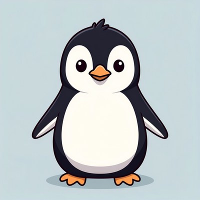 Cute cartoon penguin standing