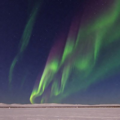 Northern Lights over Snowy Horizon