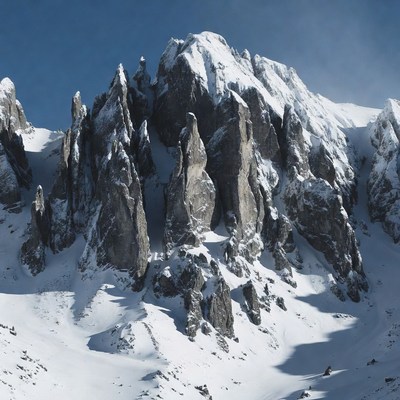 Snowy Jagged Mountain Peaks