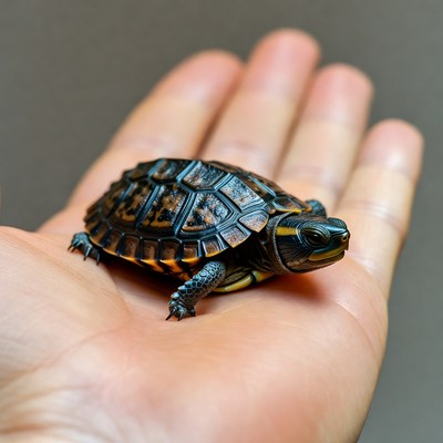 Baby turtle held in hand