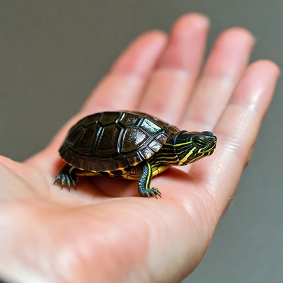 Baby turtle in human hand