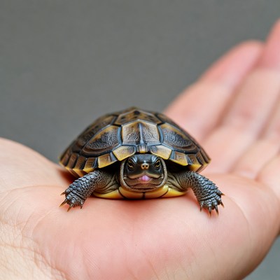 Baby turtle in human hand