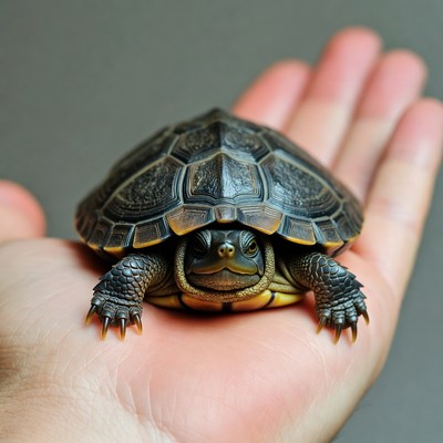 Baby turtle held in hand