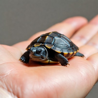 Baby turtle held in hand