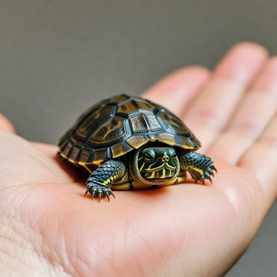 Baby turtle in human hand