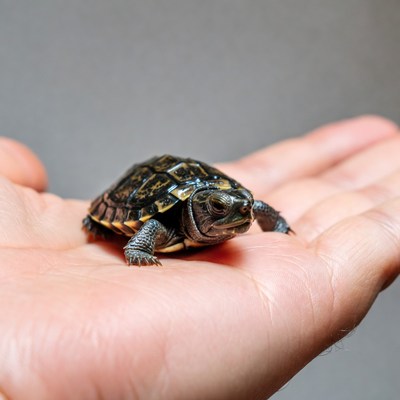 Baby turtle in human hand