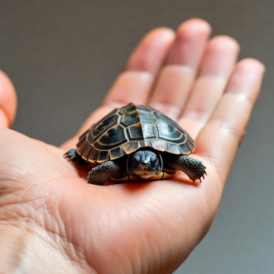 Baby turtle in human hand