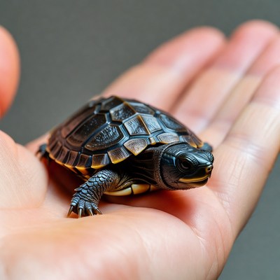 Baby turtle held in hand