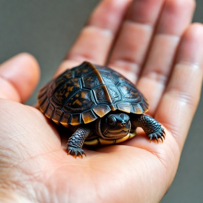Baby turtle held in hand