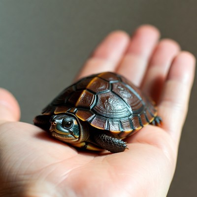 Baby turtle held in hand