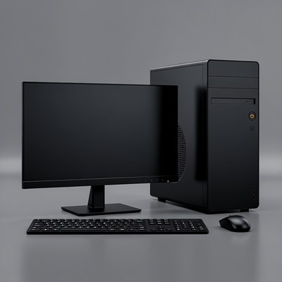 Black gaming PC desktop setup