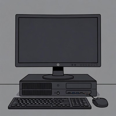 Desktop computer with monitor keyboard mouse