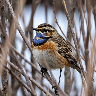 Whinchat perched on twig
