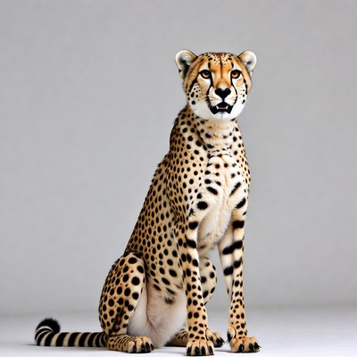 Cheetah sitting on white background