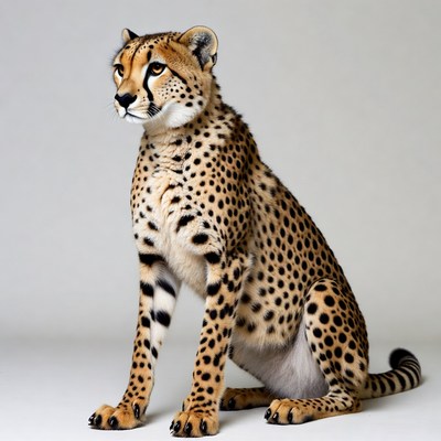 Cheetah sitting on white background