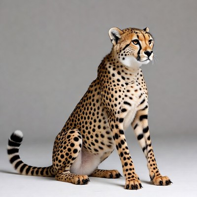 Cheetah sitting on gray background