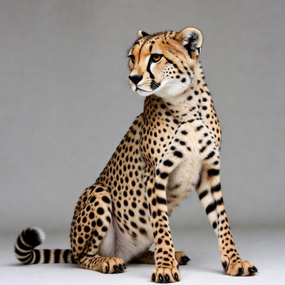 Cheetah sitting on gray background
