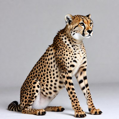 Cheetah sitting on white background
