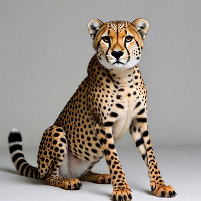 Cheetah sitting on gray background