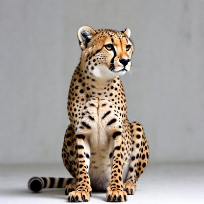 Cheetah sitting on white background
