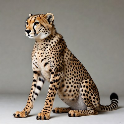 Cheetah sitting on gray background