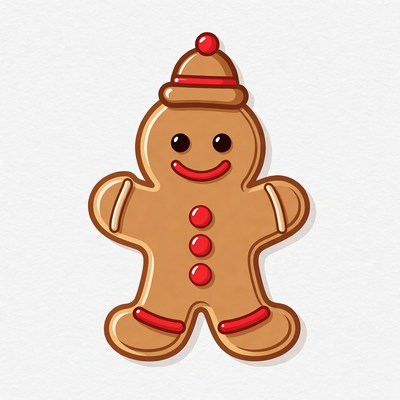 Smiling Gingerbread Man Illustration
