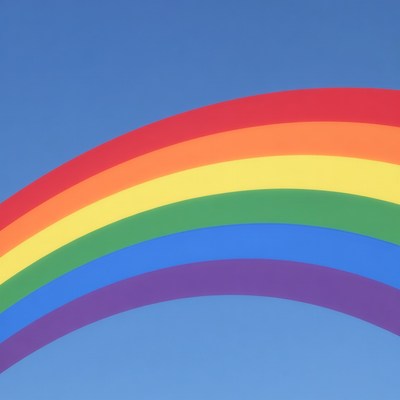 Colorful Rainbow on Blue Sky