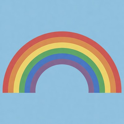 Colorful Rainbow on Blue Sky