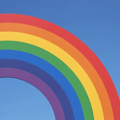 Colorful Rainbow on Blue Sky