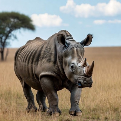 Rhinoceros standing in savanna