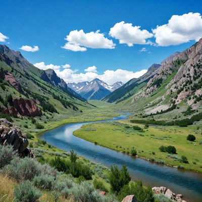 Mountain Valley with Winding River