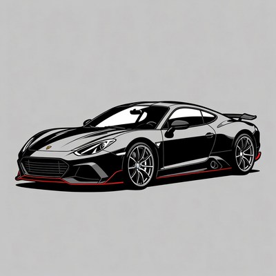Black Porsche Supercar Illustration
