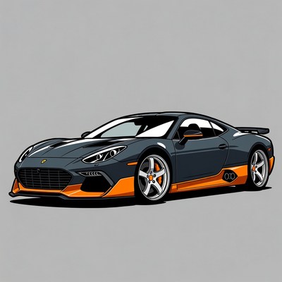 Gray Porsche Sports Car Illustration