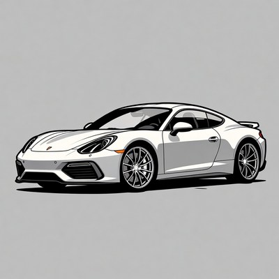 White Porsche 718 Cayman GT4 Illustration
